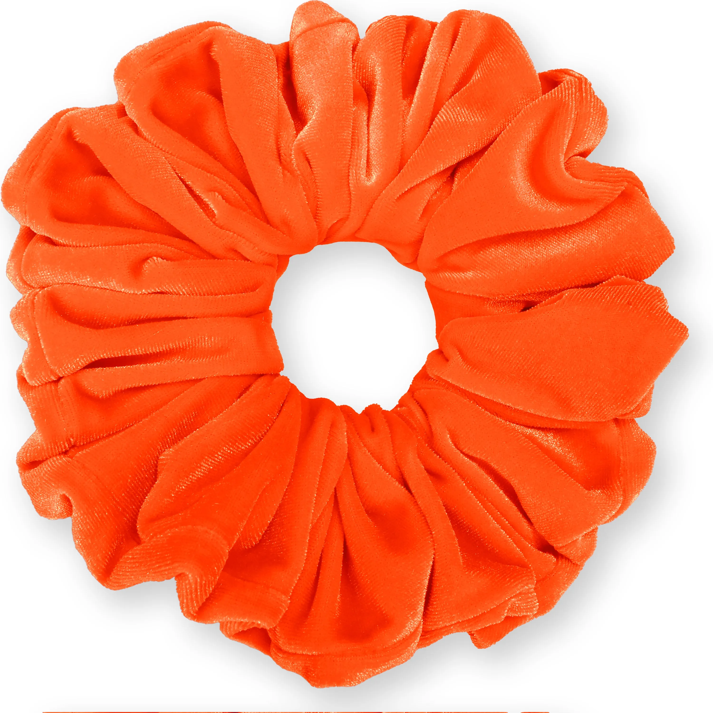 KING SIZE Velvet Scrunchies XXL Oversized Ponytail Holder Made in the USA Neon Orange