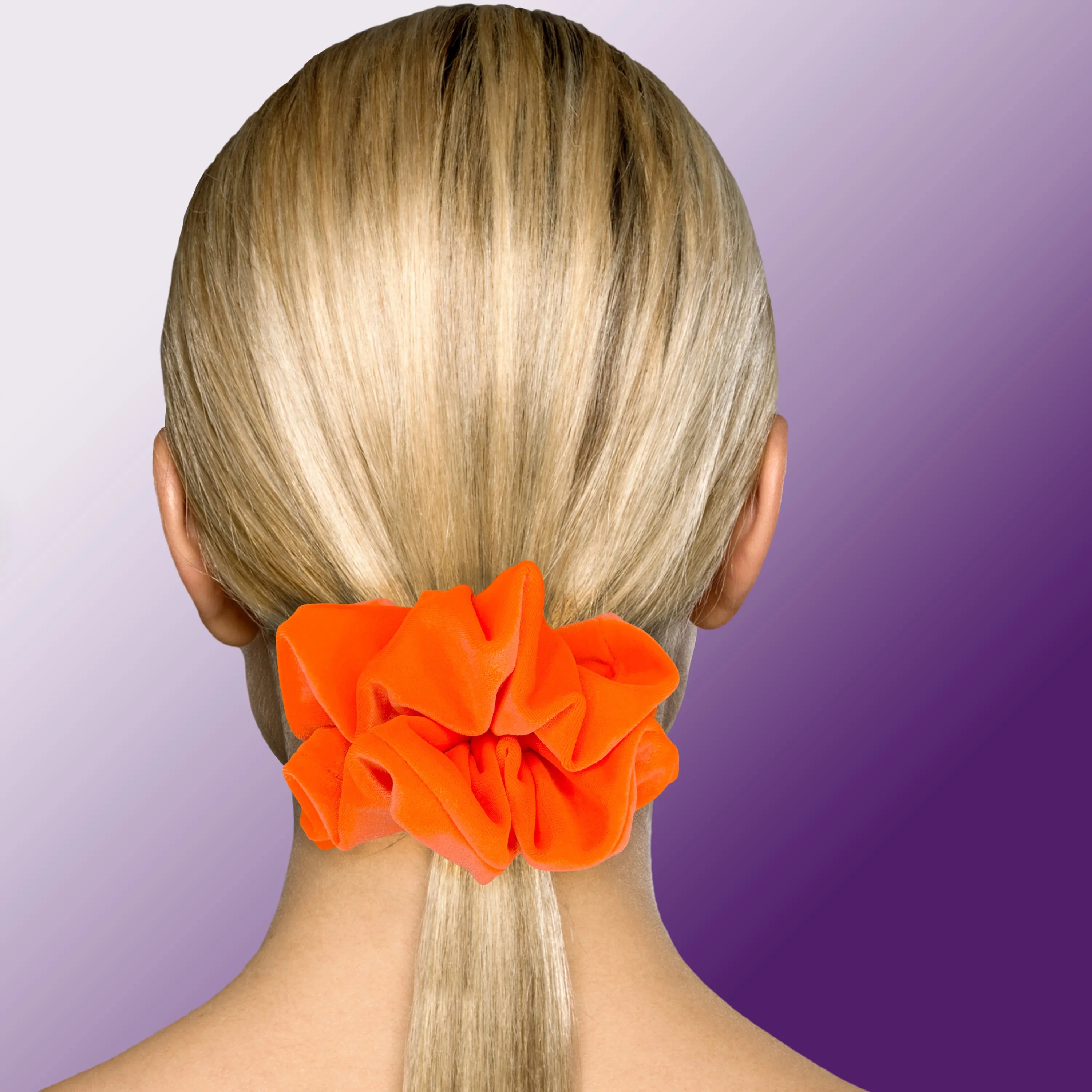 KING SIZE Velvet Scrunchies XXL Oversized Ponytail Holder Made in the USA Neon Orange