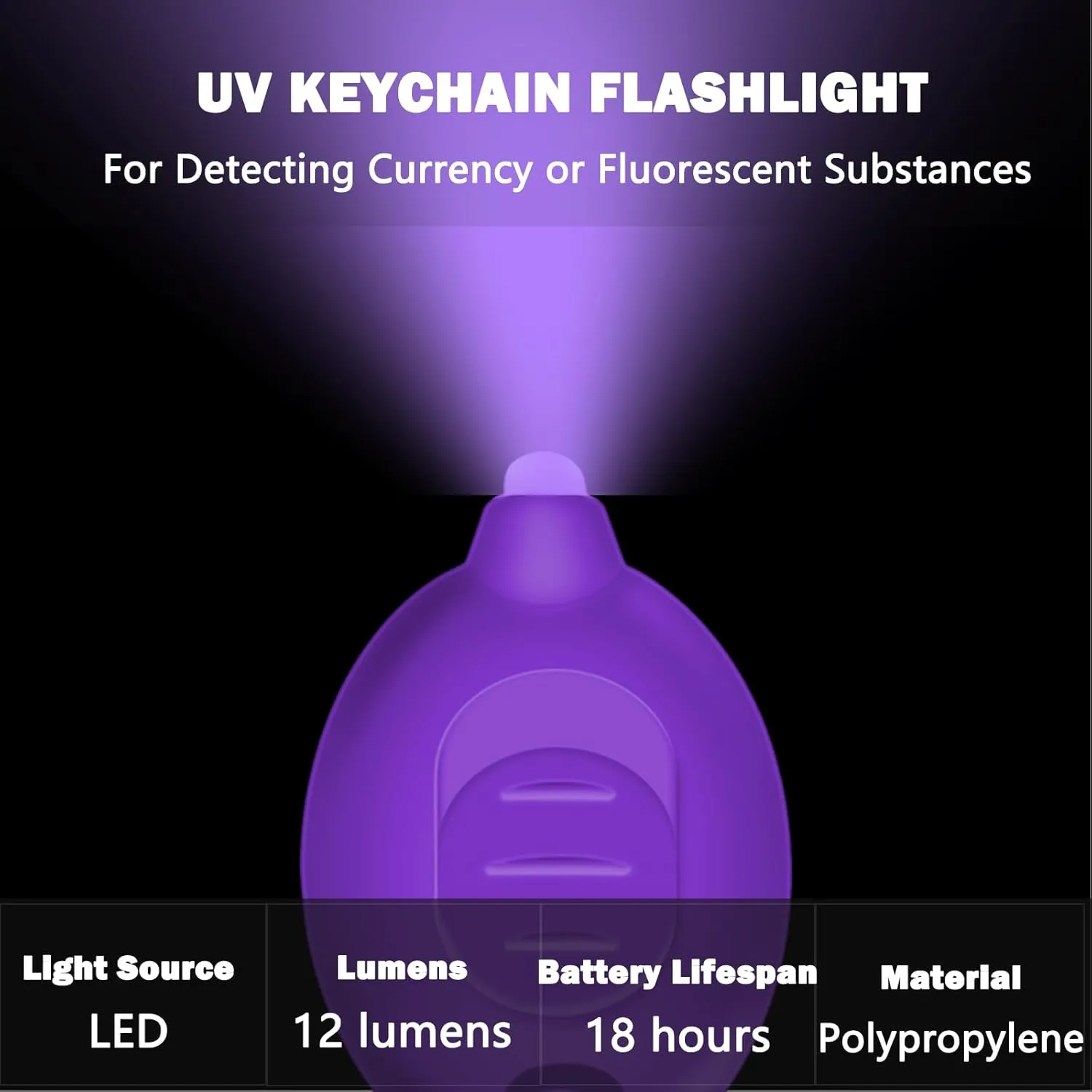 Mini UV LED Keychain Flashlight, Compact 395nm UV Blacklight, Portable Pocket UV Flashlight for Detecting Stains, Scorpions, and Fluorescent Elements - 6 Pack