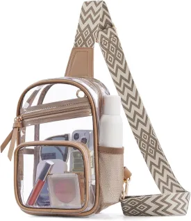 Missnine Clear Bag for Stadium Events Clear Sling Bag Fanny Pack Crossbody Purse for Sport Concert with Side Mesh Pocket