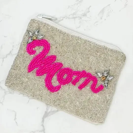 Mom Seed Beaded Coin Purse