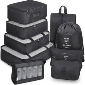 Mossio 9 Set Packing Cubes with Shoe Bag & Electronics Bag - Luggage Organizers Suitcase Travel Accessories