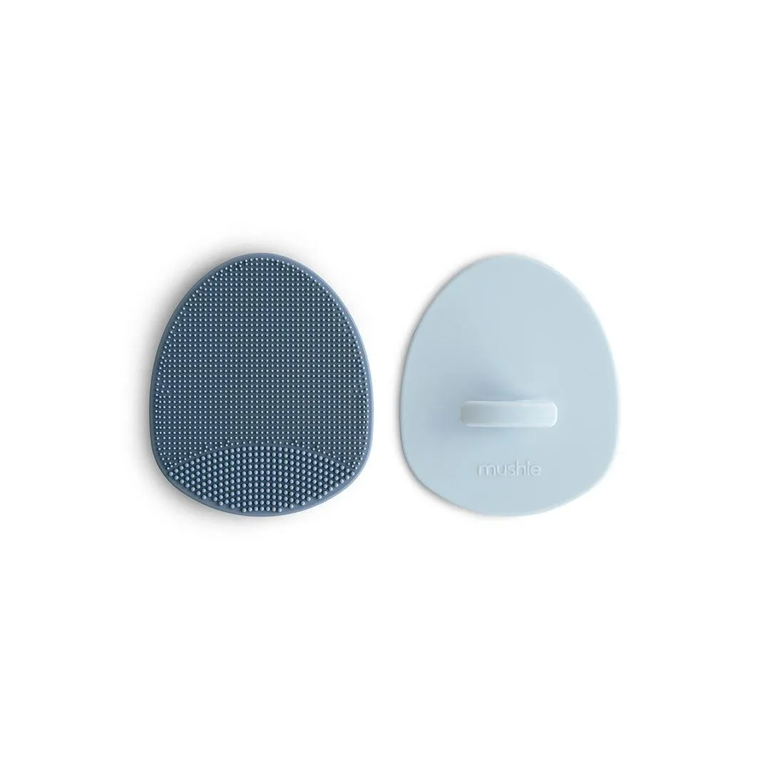 Mushie Cradle Cap Brush | 2-Pack - Tradewinds/Periwinkle