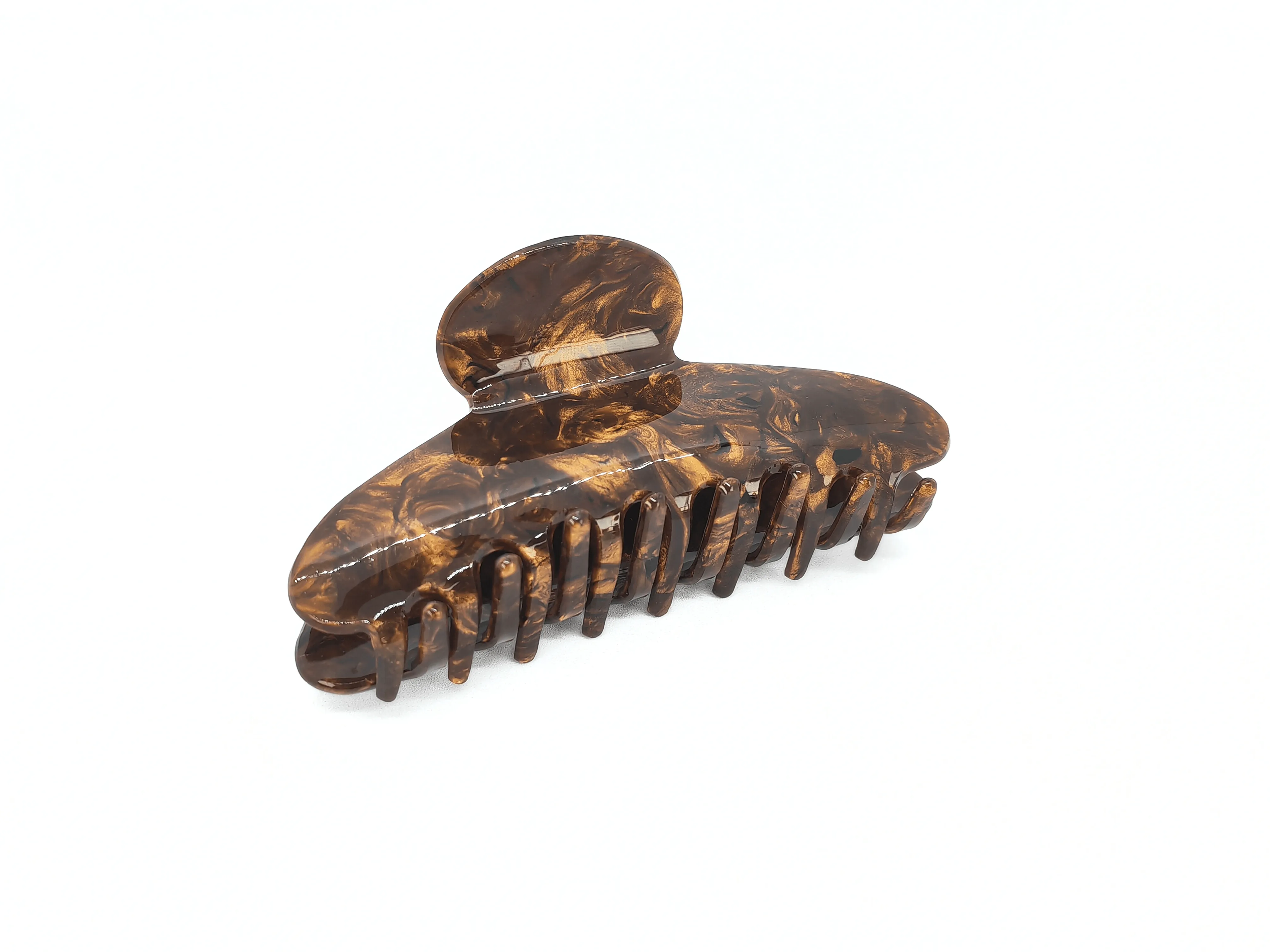 Nut Brown Marble Oval Hair Claw Clip