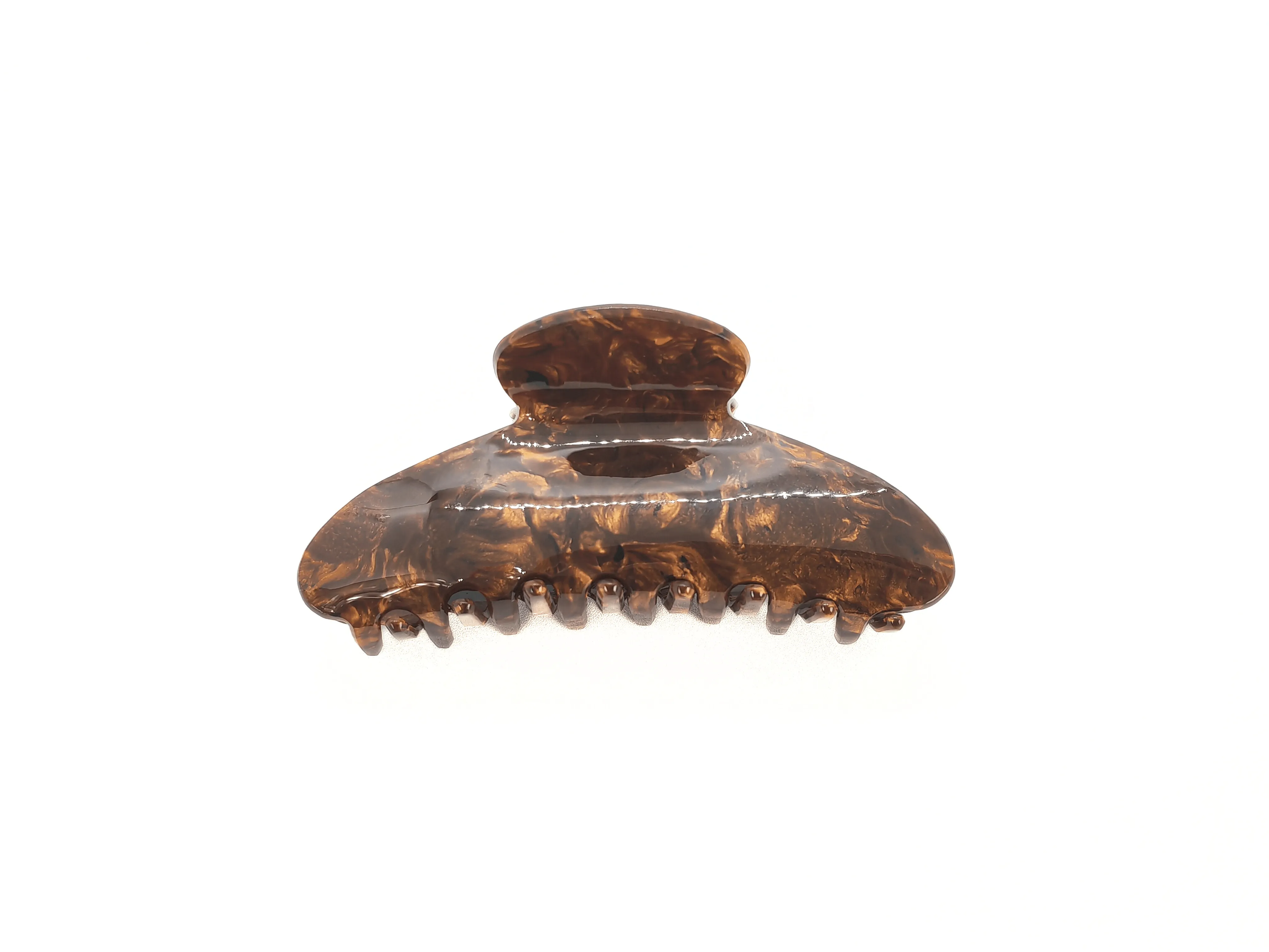 Nut Brown Marble Oval Hair Claw Clip