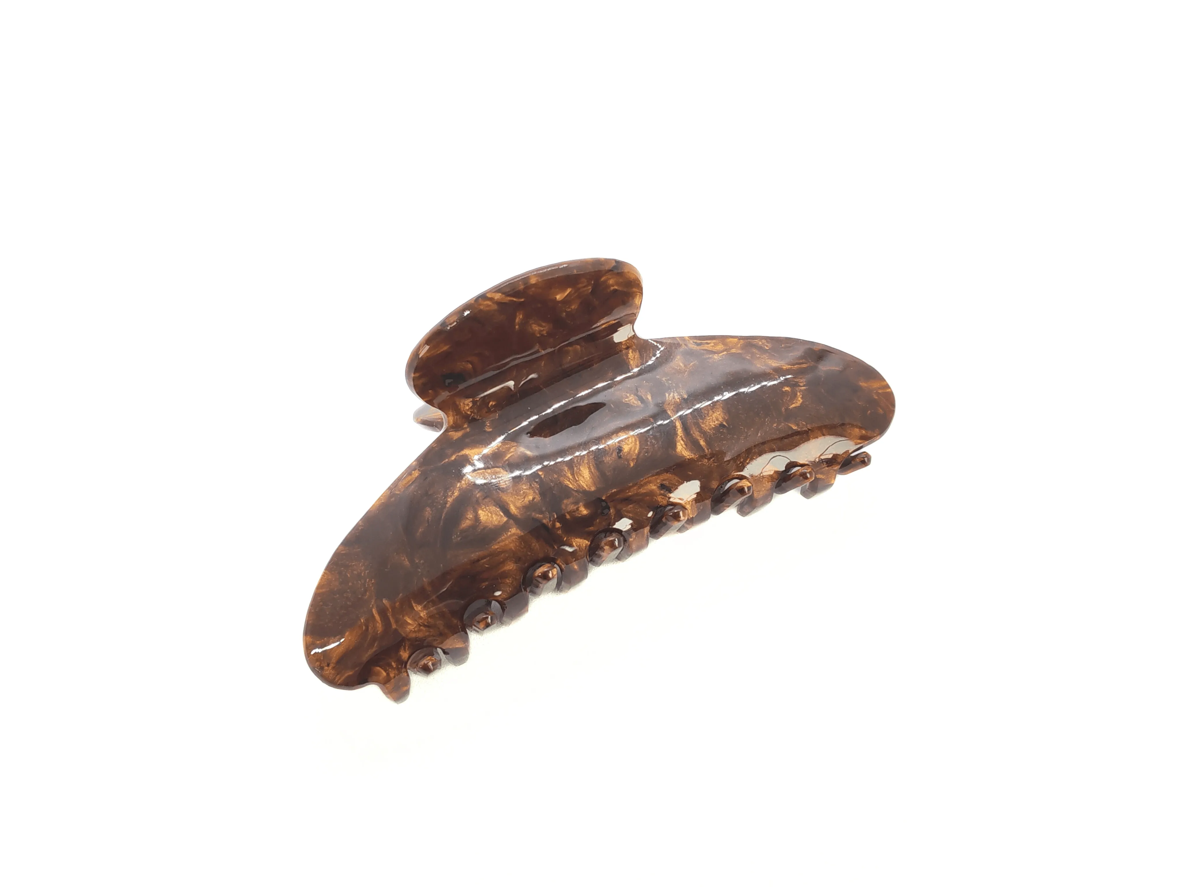 Nut Brown Marble Oval Hair Claw Clip