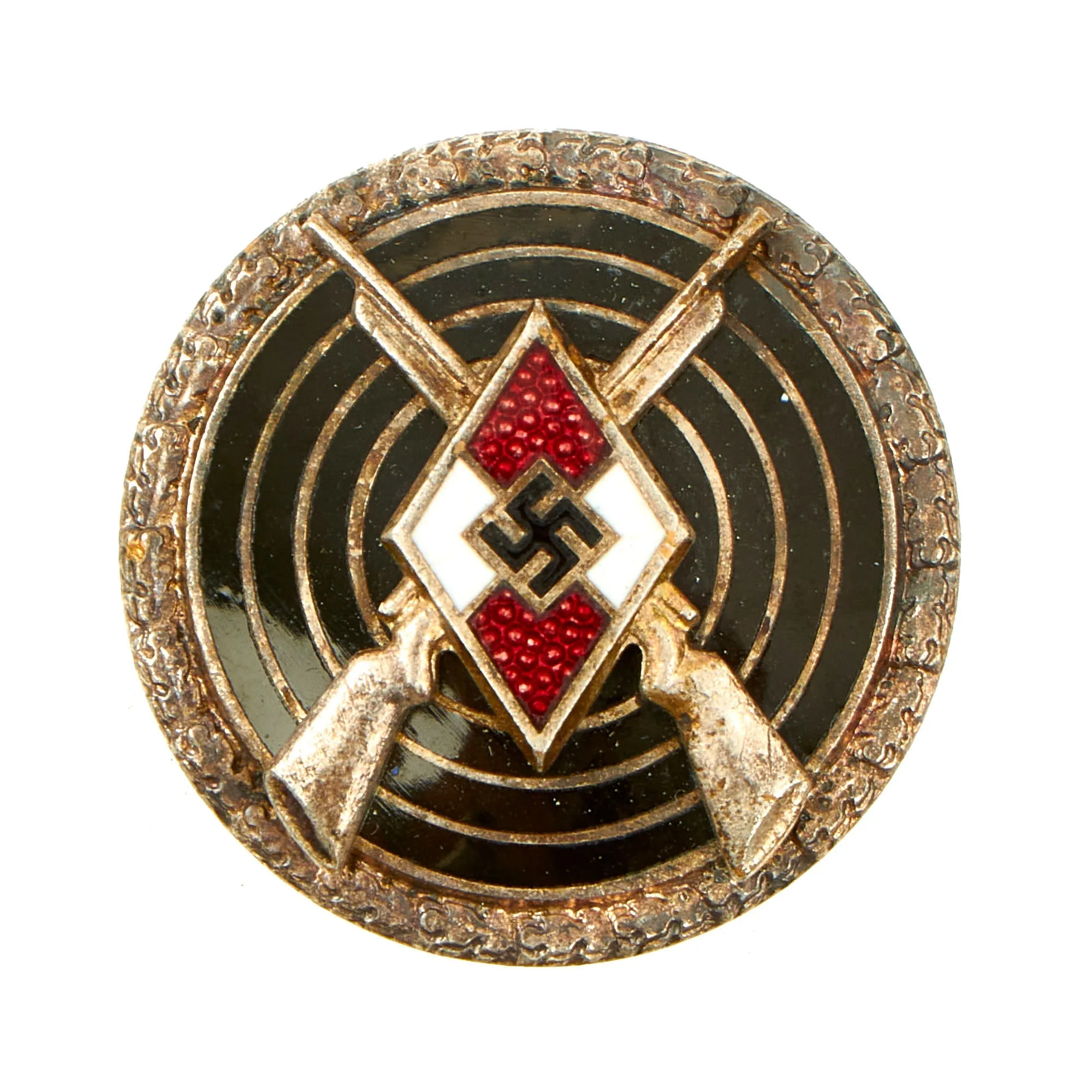 Original German WWII HJ Youth Sharpshooter Marksmanship Proficiency Badge by Frank & Reif of Stuttgart - RZM M1/102