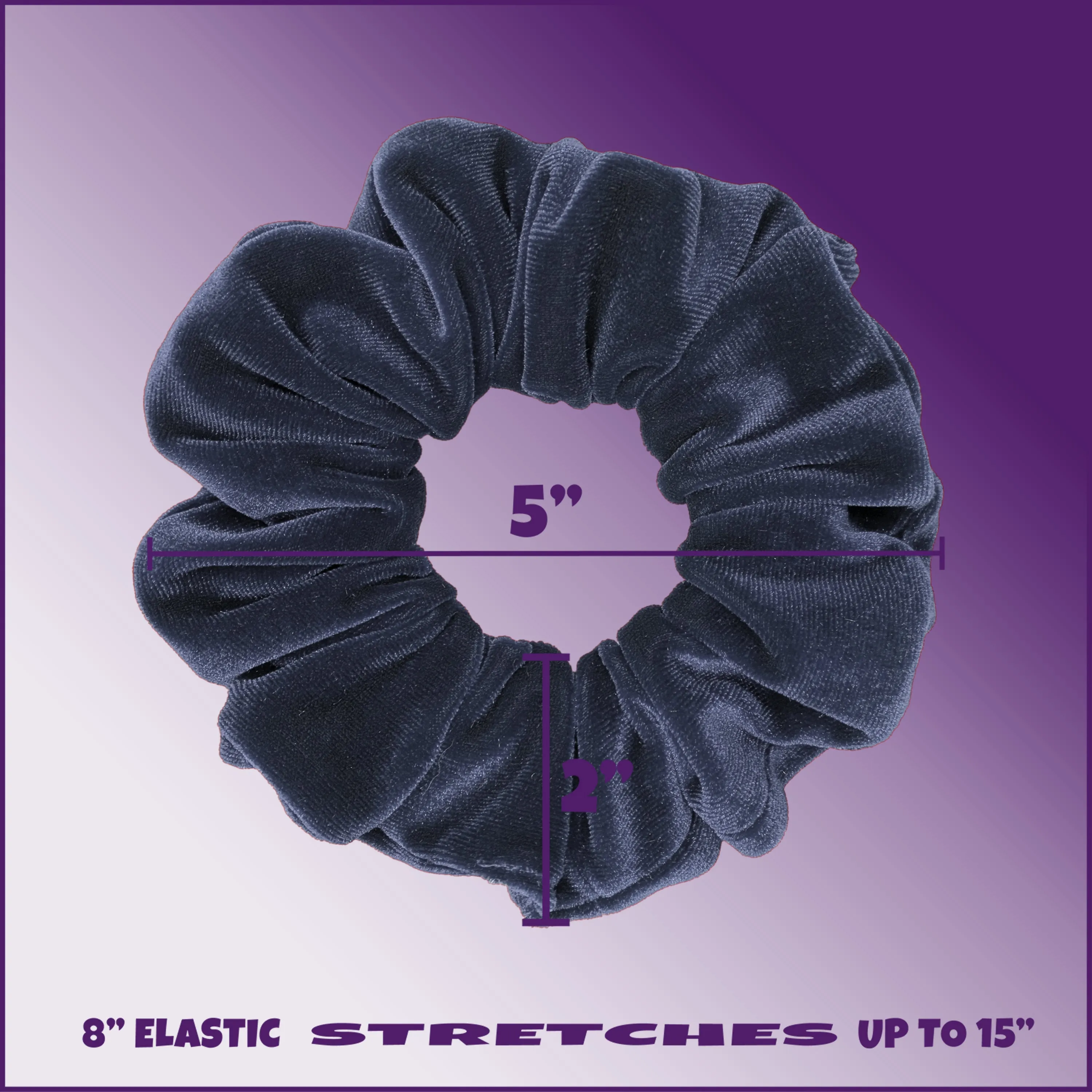 Plush Velvet Scrunchie Available in 3 Sizes Made in the USA Slate