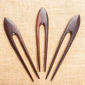 Pointed Wooden Double Prong Hair Stick