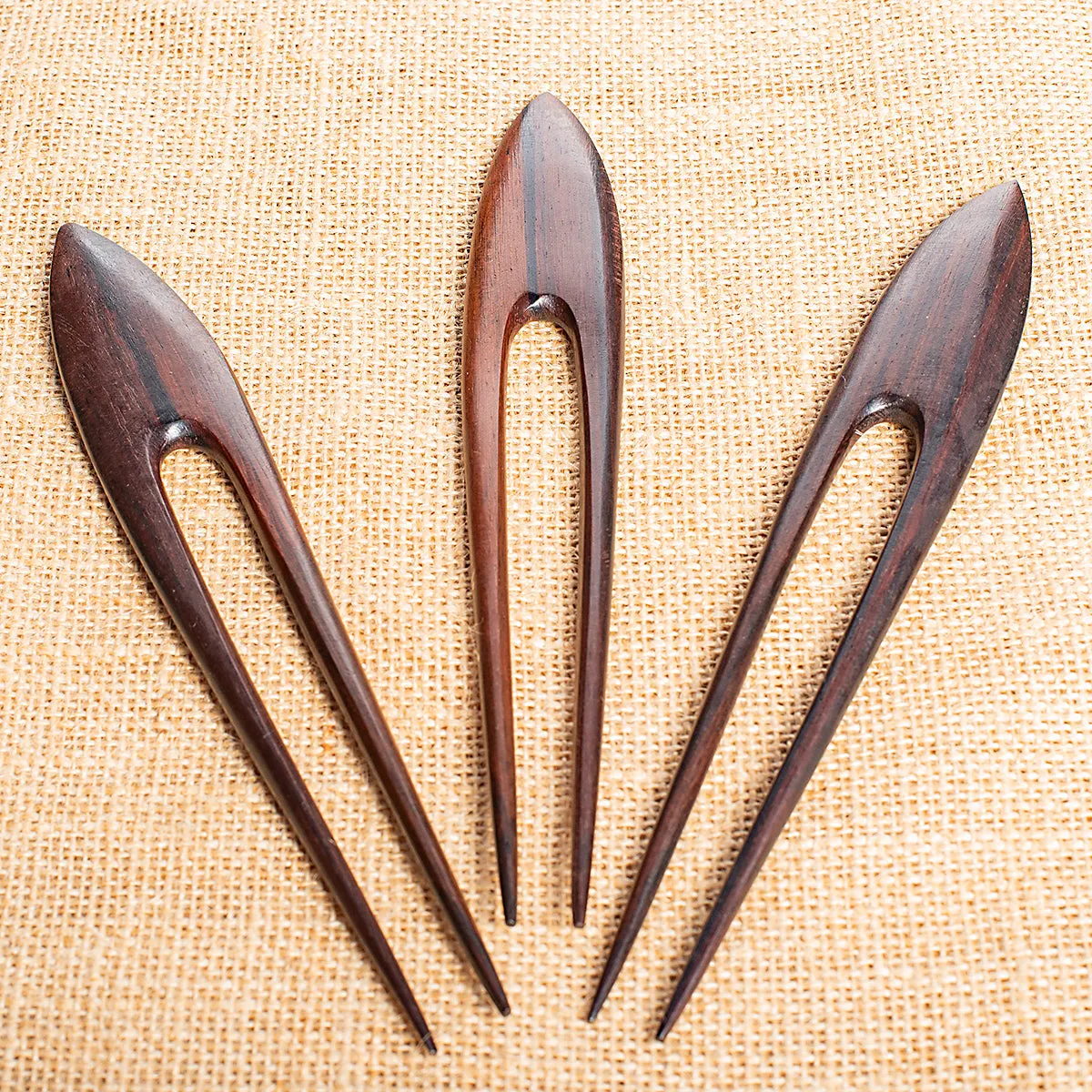 Pointed Wooden Double Prong Hair Stick