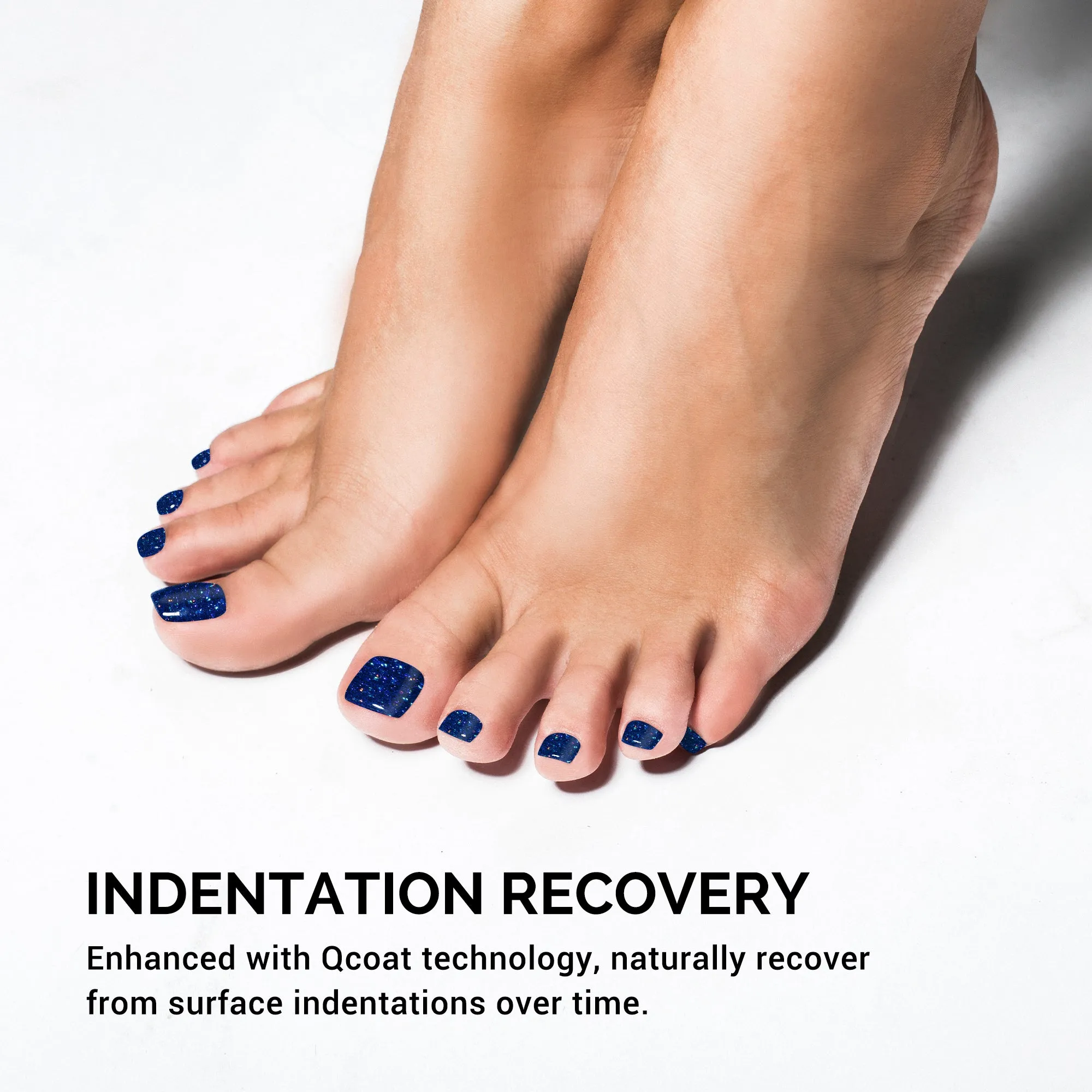 Qcoat Pedicure Fully Cured Gel Nail Strips-Blue Glitter(US ONLY)
