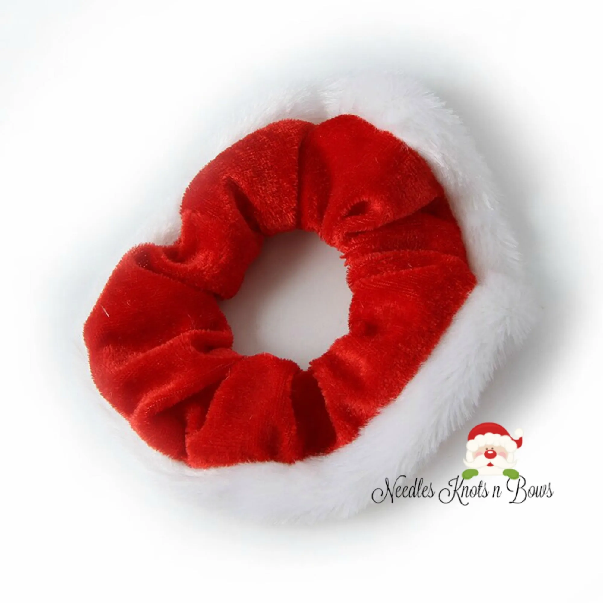 Red Plush Velvet Christmas Scrunchie, Womens Accessories