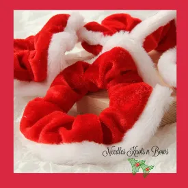 Red Plush Velvet Christmas Scrunchie, Womens Accessories