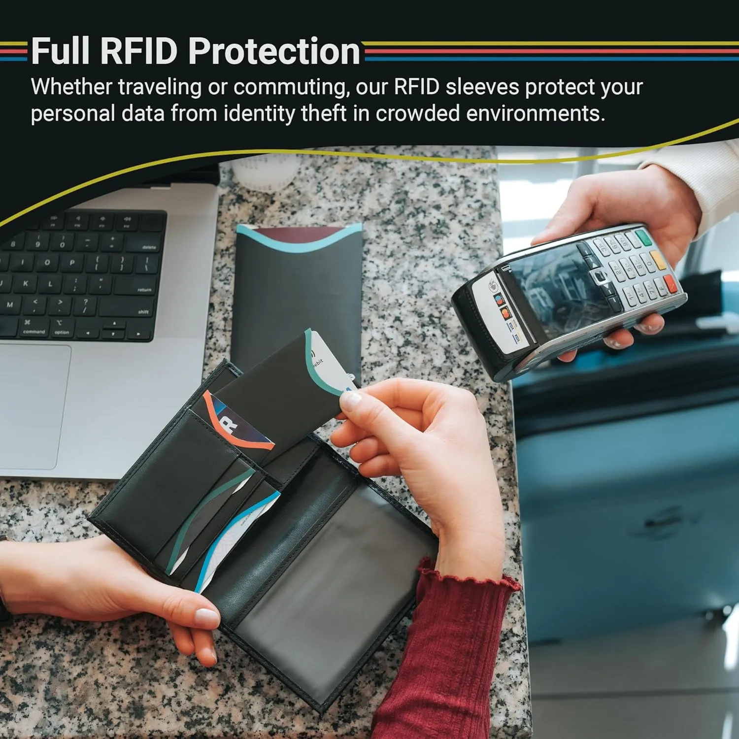 RFID Blocking Credit Card & Passport Sleeves (4 Short Side Credit Card & 2 Passport Protectors)  RFID Blocking Identity Theft Protection, Slim Design  Ideal for Travel and Everyday Use