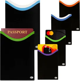 RFID Blocking Credit Card & Passport Sleeves (4 Short Side Credit Card & 2 Passport Protectors)  RFID Blocking Identity Theft Protection, Slim Design  Ideal for Travel and Everyday Use