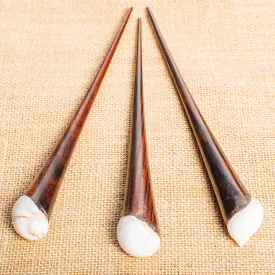 Round Shell Wooden Hair Stick