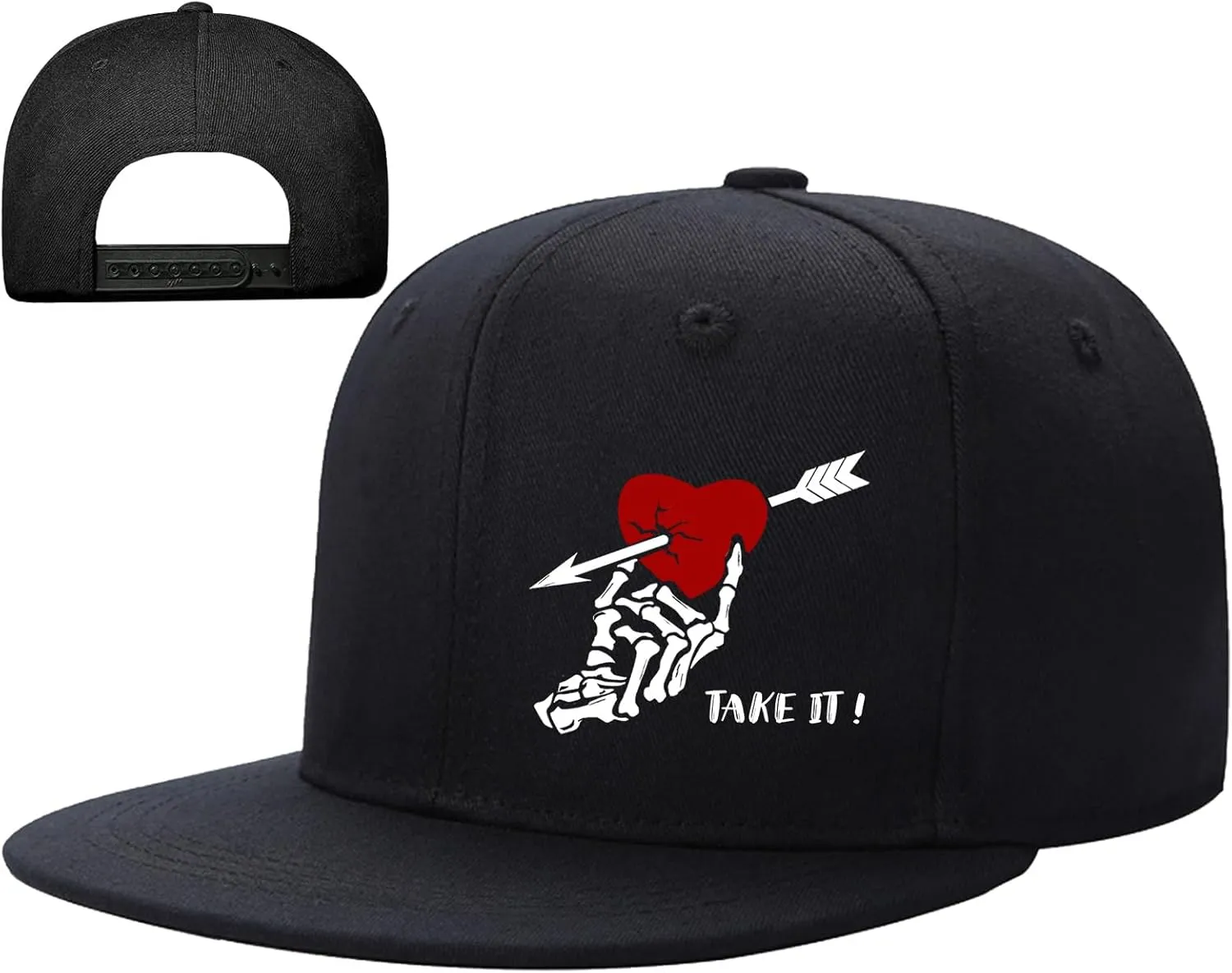 Snapback Hats for Men Flat Bill Hats for Men Black SkullHat Flat Brim Hat Fitted Hats Baseball Caps
