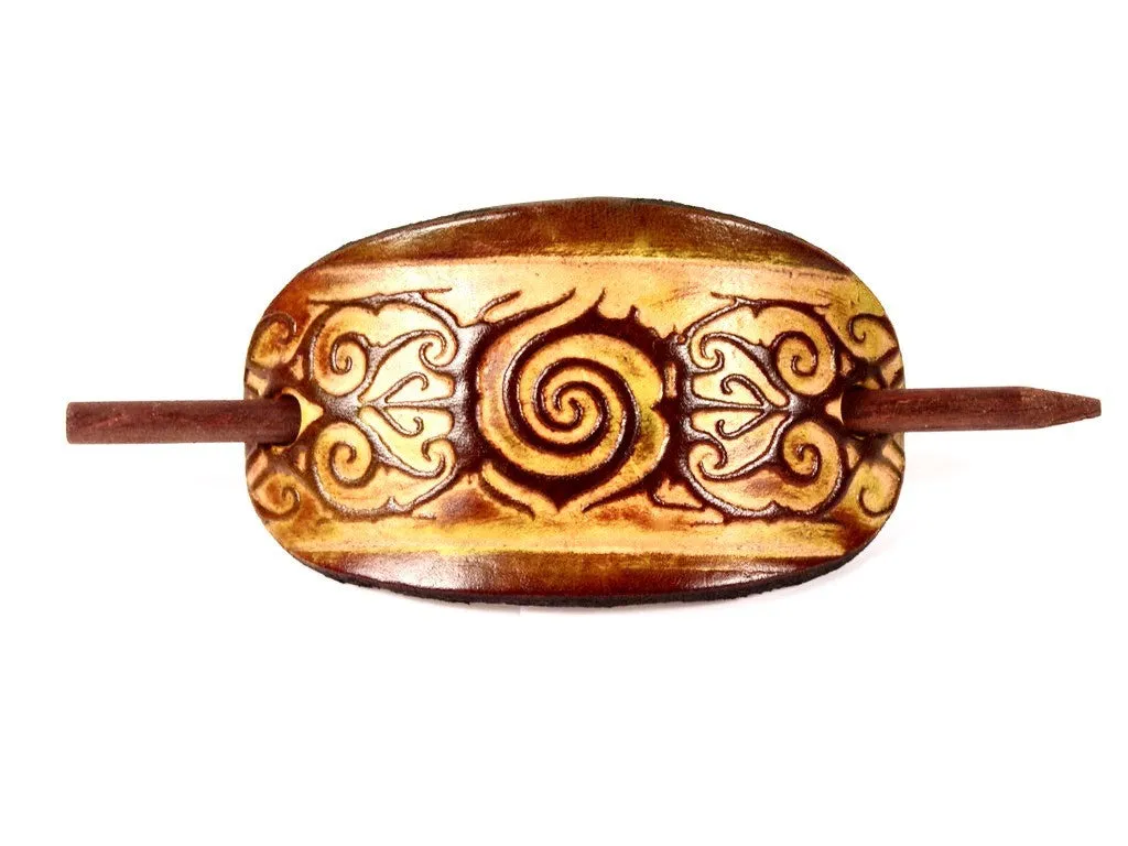 Tattoo Leather Hair Barrette