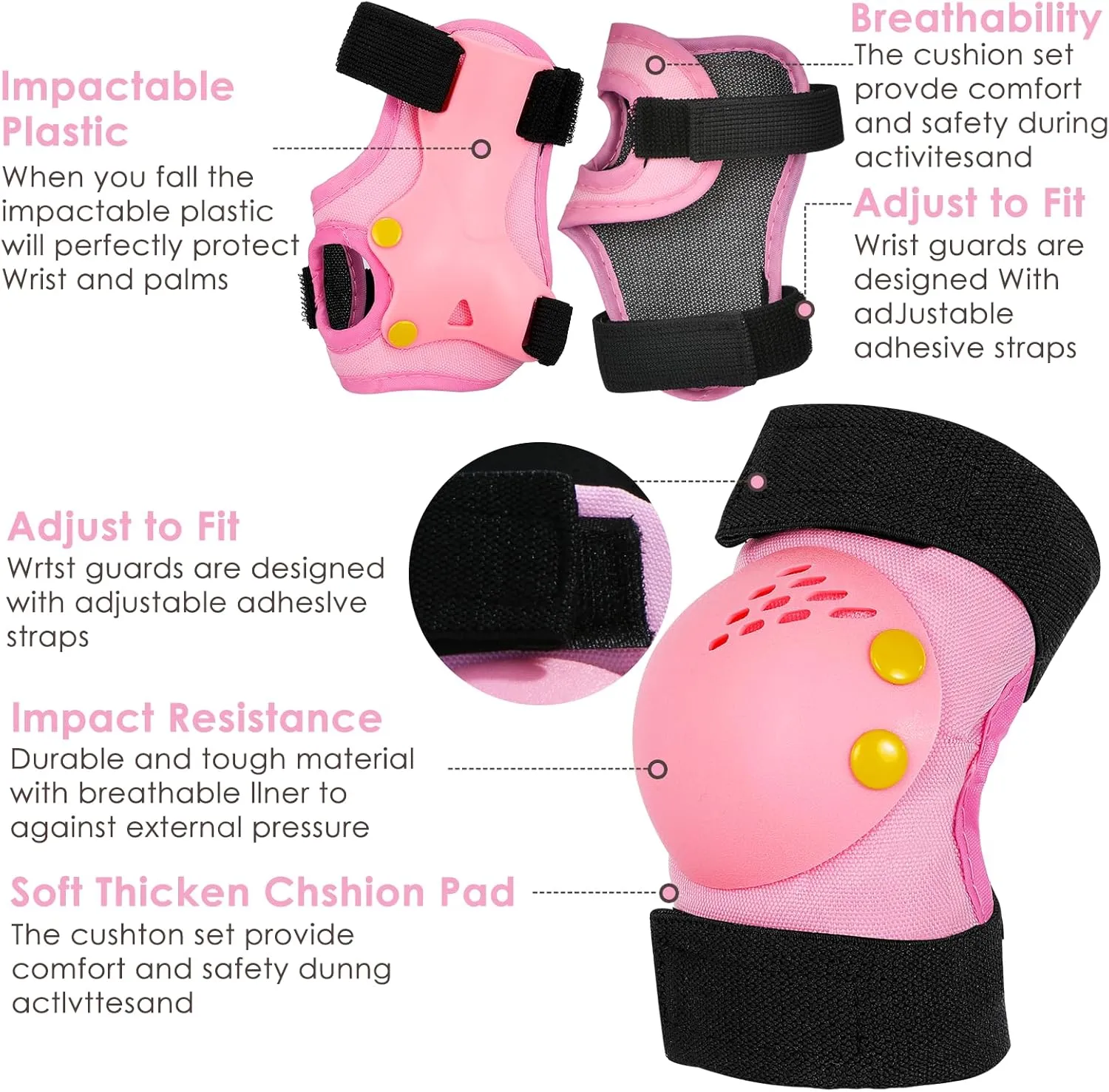 TOMSHOO Adjustable Helmet for Ages 5-16 Kids Toddler Boys Girls Youth,Protective Gear Set with Elbow Knee Wrist Pads for Skateboard, Bike, Skating, Cycling Roller Skate