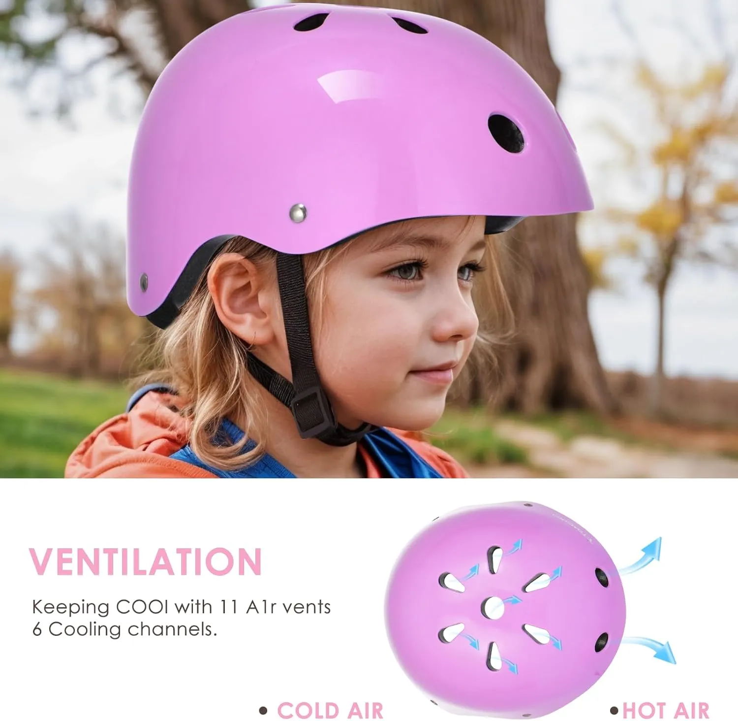 TOMSHOO Adjustable Helmet for Ages 5-16 Kids Toddler Boys Girls Youth,Protective Gear Set with Elbow Knee Wrist Pads for Skateboard, Bike, Skating, Cycling Roller Skate