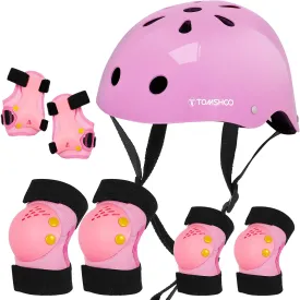 TOMSHOO Adjustable Helmet for Ages 5-16 Kids Toddler Boys Girls Youth,Protective Gear Set with Elbow Knee Wrist Pads for Skateboard, Bike, Skating, Cycling Roller Skate