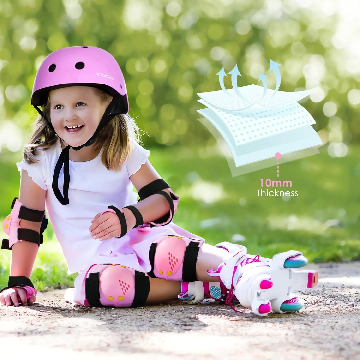 TOMSHOO Adjustable Helmet for Ages 5-16 Kids Toddler Boys Girls Youth,Protective Gear Set with Elbow Knee Wrist Pads for Skateboard, Bike, Skating, Cycling Roller Skate
