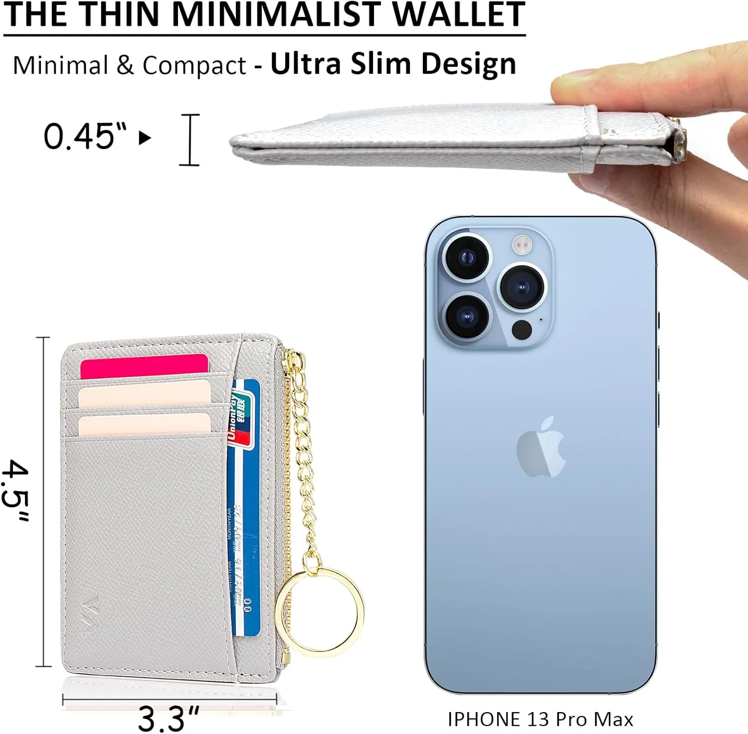 Valentoria Slim RFID Blocking Card Holder Small Pocket Wallet Keychian Zipper Coin Purse Mini Cash & Coin & Cards Case for Women Men
