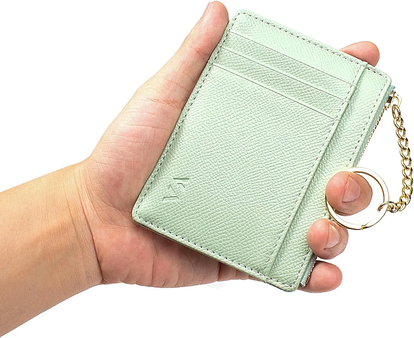 Valentoria Slim RFID Blocking Card Holder Small Pocket Wallet Keychian Zipper Coin Purse Mini Cash & Coin & Cards Case for Women Men