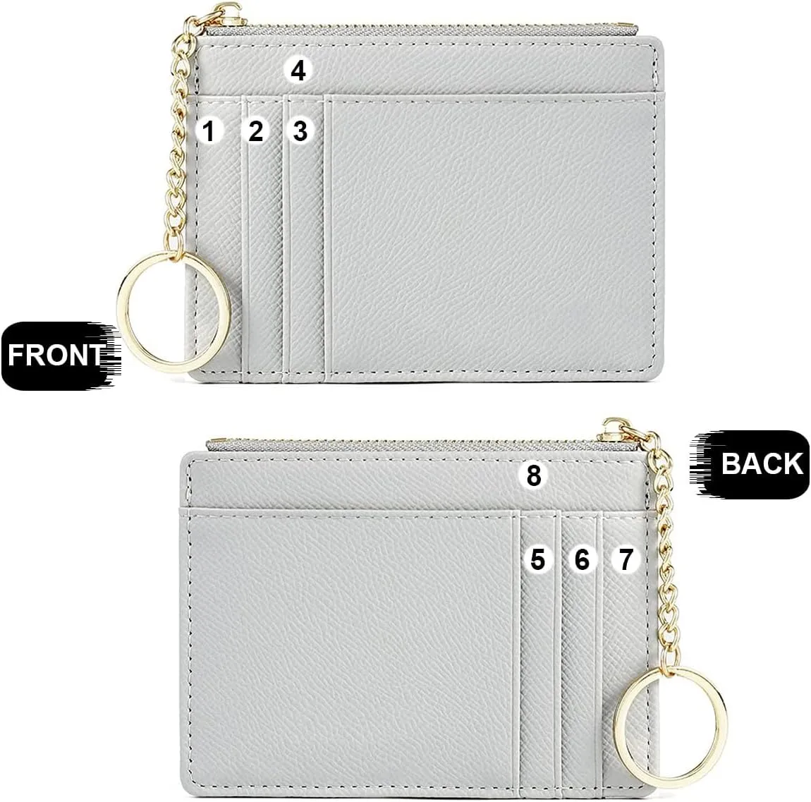 Valentoria Slim RFID Blocking Card Holder Small Pocket Wallet Keychian Zipper Coin Purse Mini Cash & Coin & Cards Case for Women Men