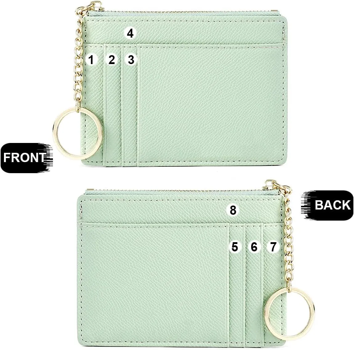 Valentoria Slim RFID Blocking Card Holder Small Pocket Wallet Keychian Zipper Coin Purse Mini Cash & Coin & Cards Case for Women Men