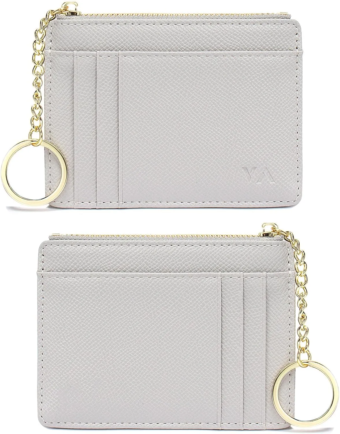 Valentoria Slim RFID Blocking Card Holder Small Pocket Wallet Keychian Zipper Coin Purse Mini Cash & Coin & Cards Case for Women Men
