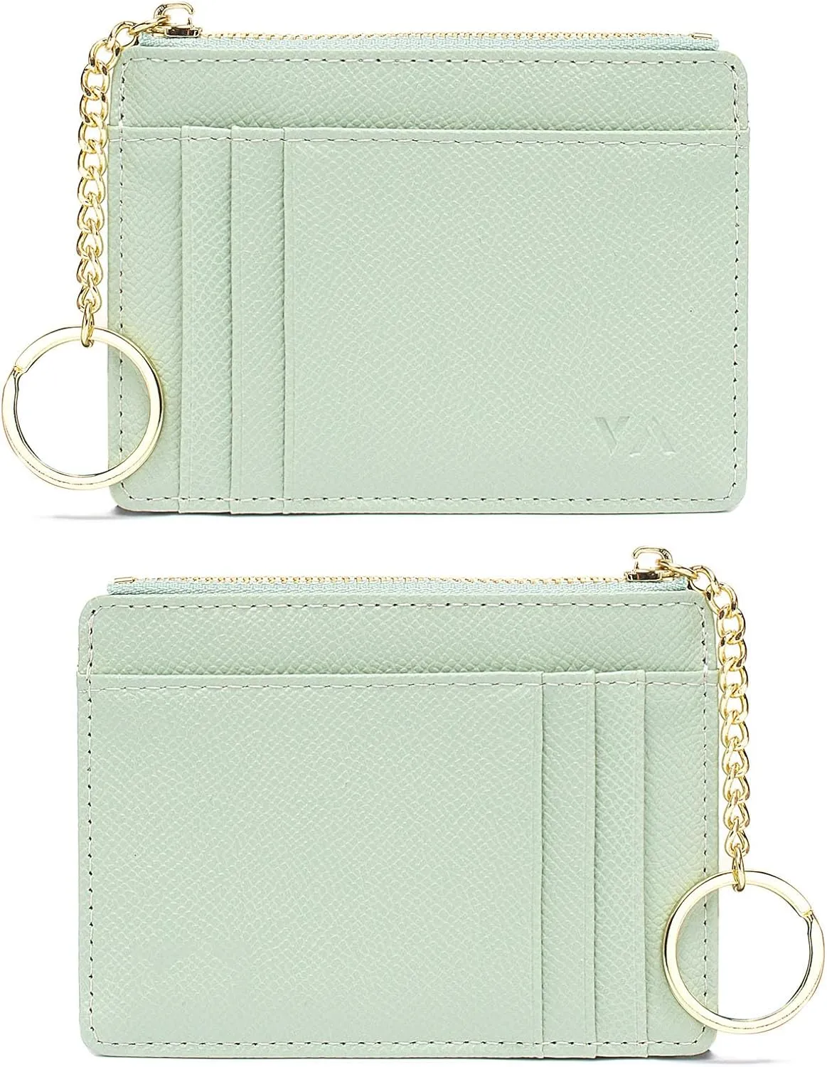 Valentoria Slim RFID Blocking Card Holder Small Pocket Wallet Keychian Zipper Coin Purse Mini Cash & Coin & Cards Case for Women Men