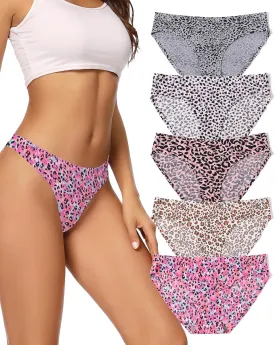 voenxe Women Bikini Underwear,Seamless Breathable Ladies Panties,No Show Comfortable Briefs Undies for Women,Hipster,5-Pack