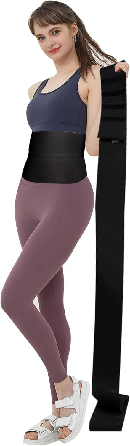 Waist Trimmer, 9.8ft Elastic Tummy Snatch Bandage Wraps Belly for Women and Men Waist Trainer Shaper Black