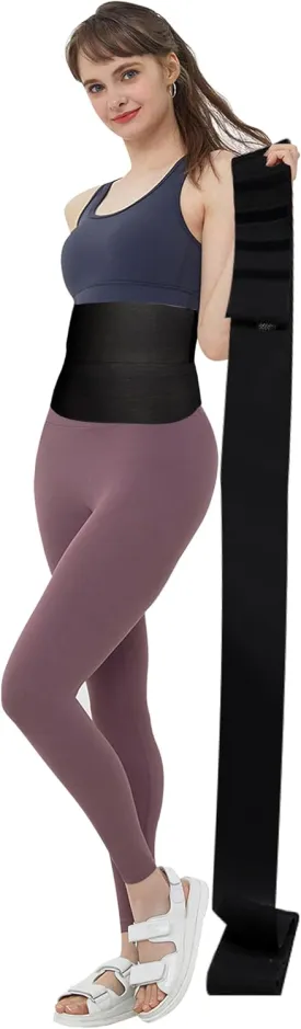 Waist Trimmer, 9.8ft Elastic Tummy Snatch Bandage Wraps Belly for Women and Men Waist Trainer Shaper Black