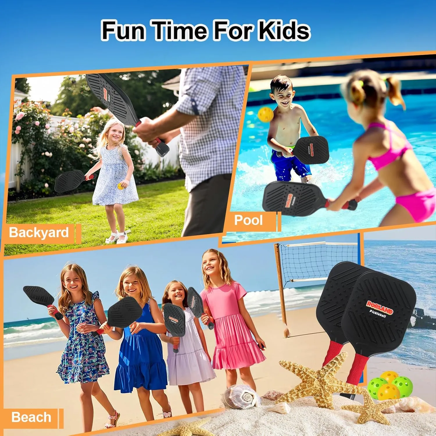 Waterproof Lightweight Pickleball Paddles Set of 2,Beach Pool Toys Fun Play Sport Game,Gift for Teenagers Kids Adults Beginner,Indoor Outdoor Activities