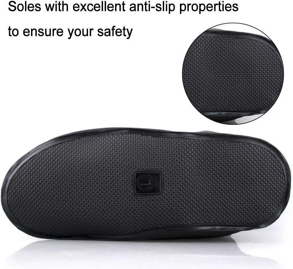 Waterproof Shoe Covers, Reusable Foldable Slip Proof Bottom Overshoes with Zipper, Keep Shoes Dry for Gardening Cycling Fishing Walking in Rain Snow and Mud