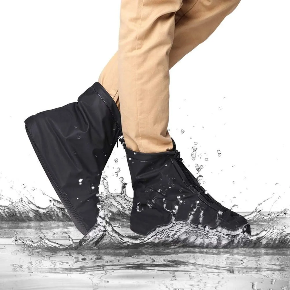 Waterproof Shoe Covers, Reusable Foldable Slip Proof Bottom Overshoes with Zipper, Keep Shoes Dry for Gardening Cycling Fishing Walking in Rain Snow and Mud