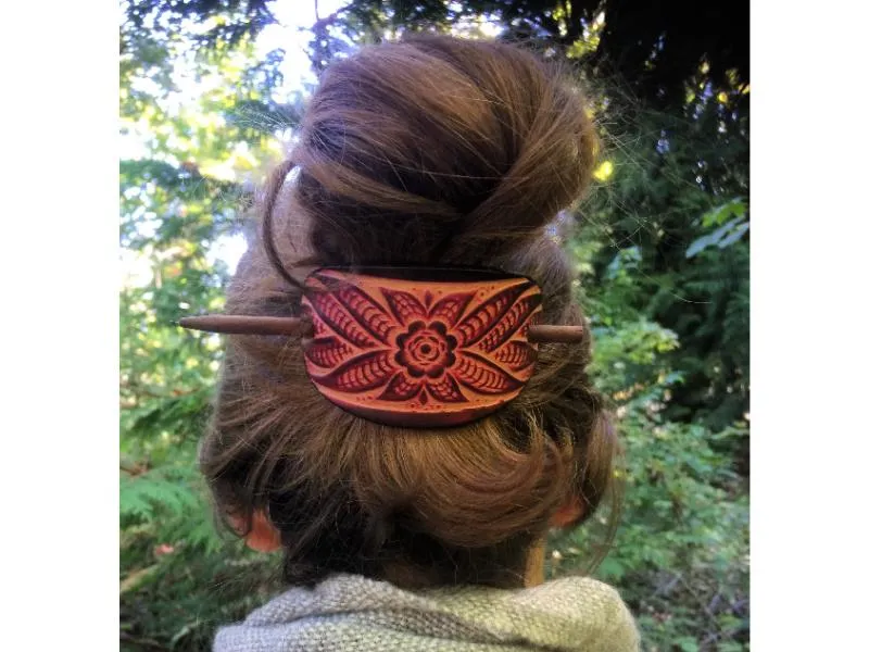 Wildflower Leather Hair Barrette