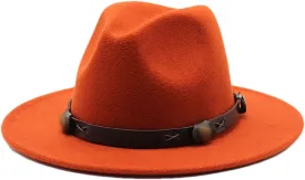 Women Fedoras Woolen Hat Classic Jazz Hat Flat Brim Hat Couple Hat Outdoor Travel 11 Without Chain