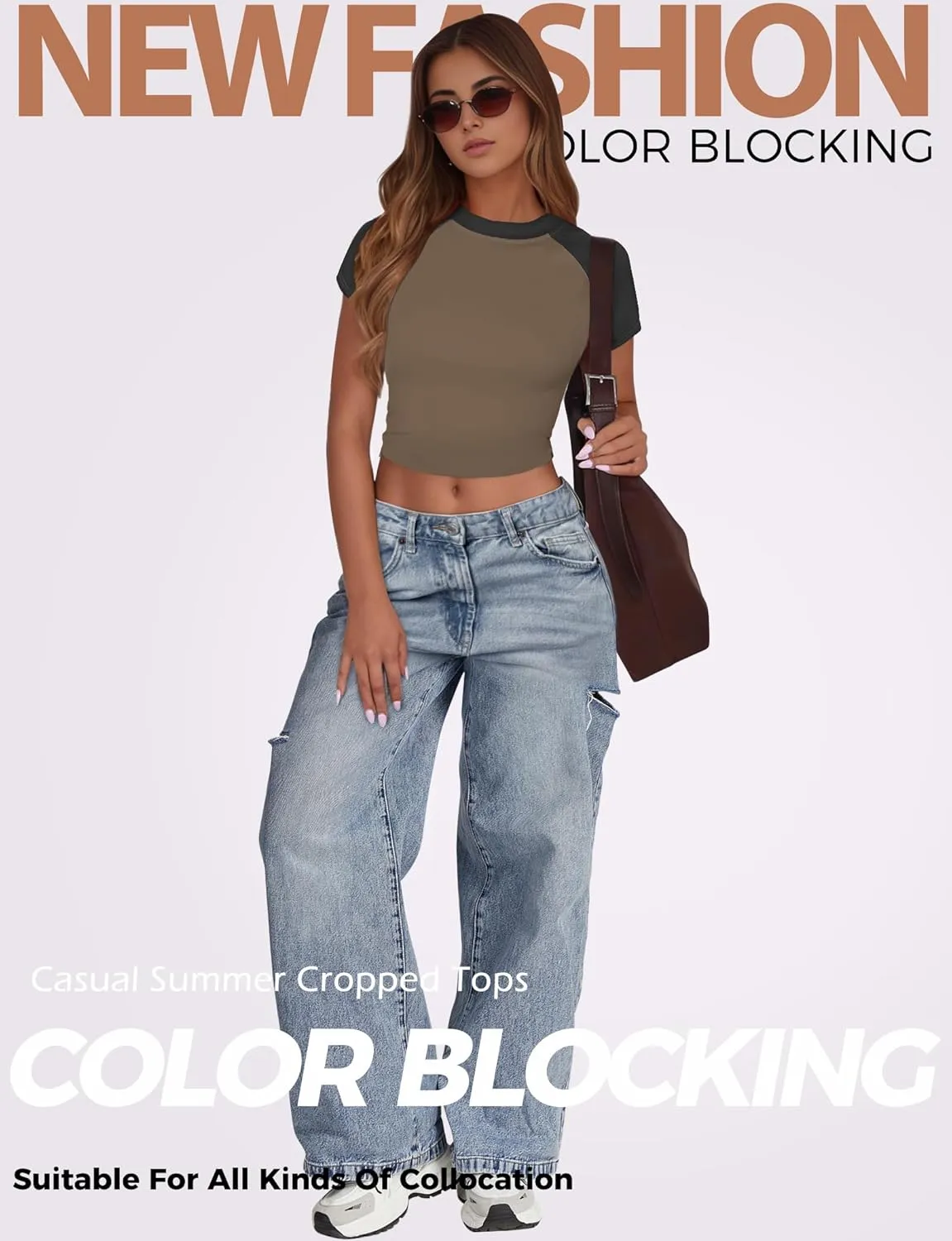 Womens Short Sleeve Crop Top Crew Neck Y2K Shirt Sexy Slim Fitted Casual Base Layer Soft Workout Shirt Going Out Tops