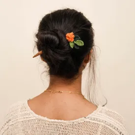 Wooden Hair Stick Marigold Orange
