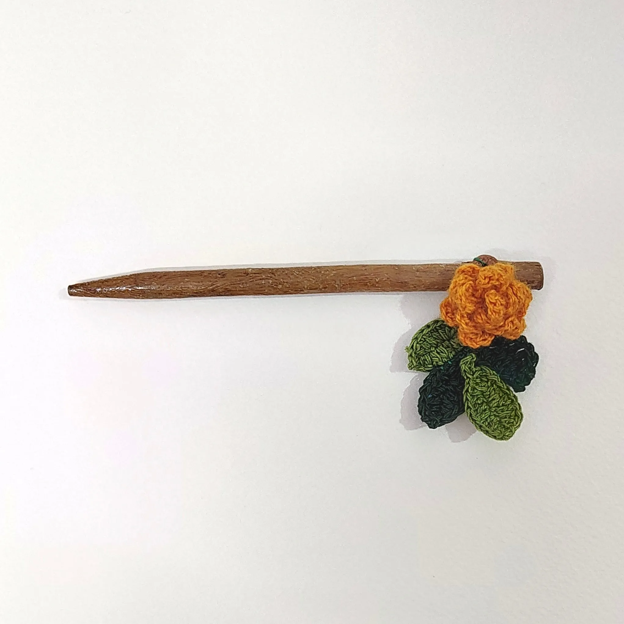 Wooden Hair Stick Marigold Orange