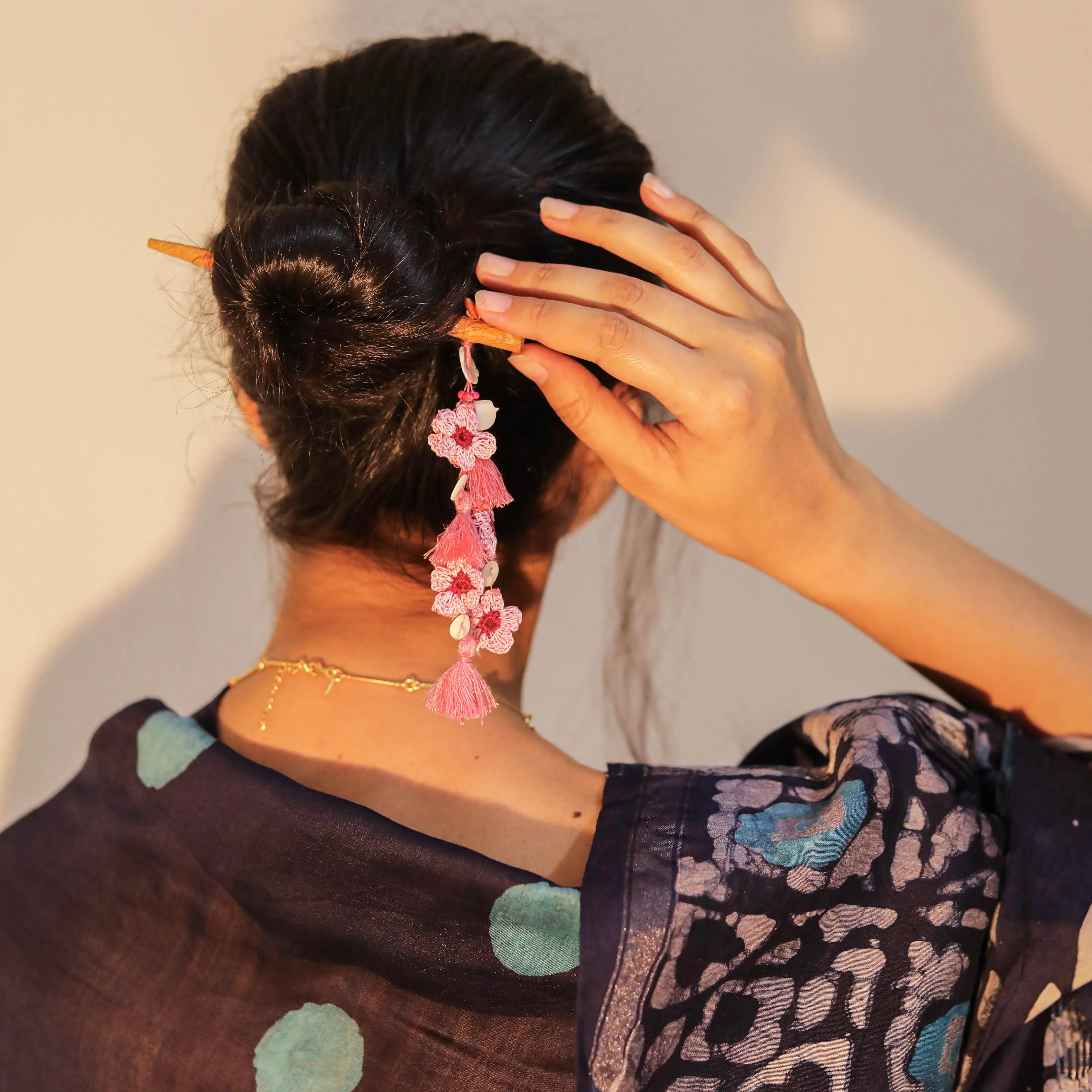 Wooden Hair Stick Pink