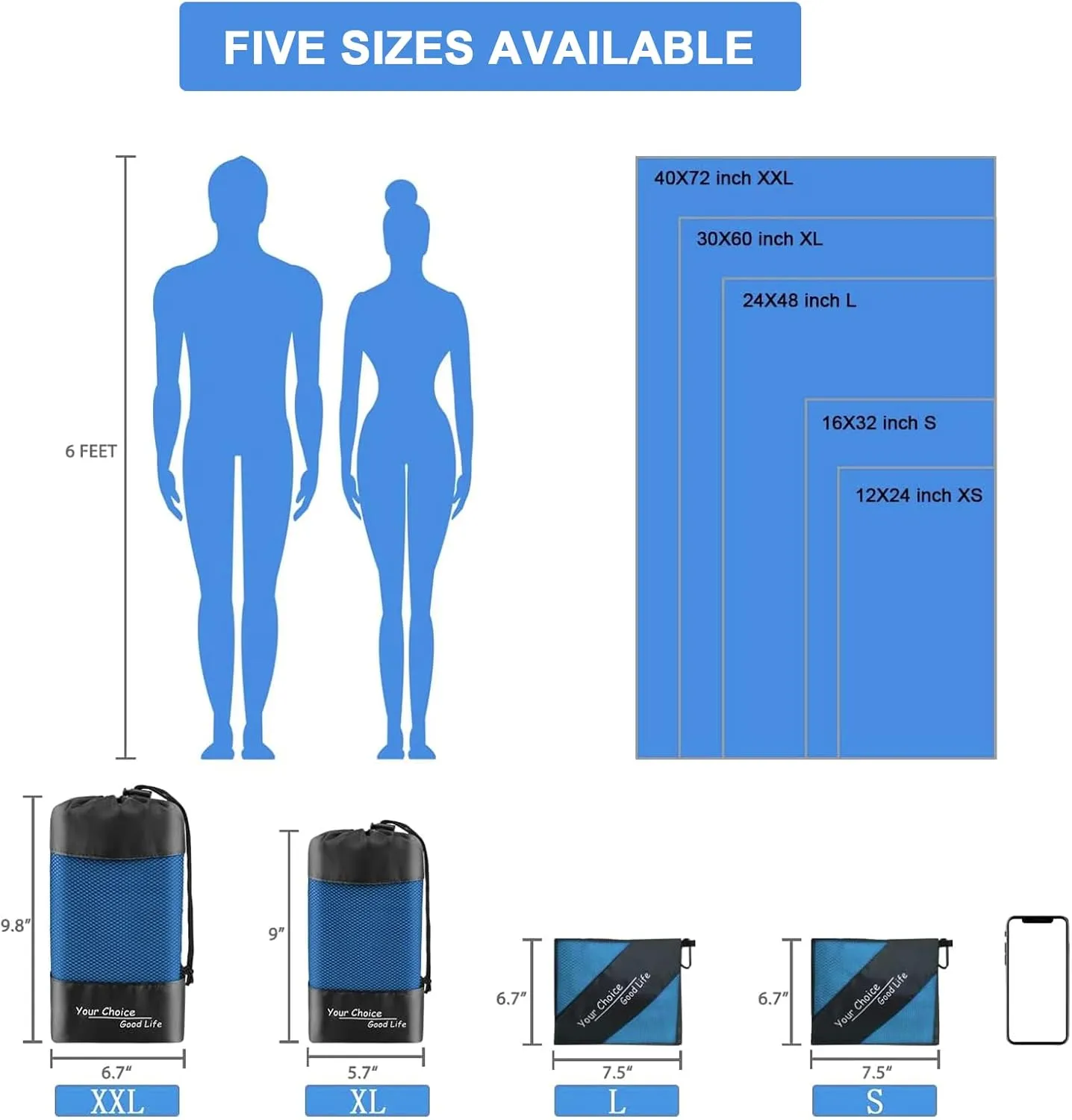 Your Choice Quick Dry Towel - Super Absorbent Microfiber for Gym, Travel, Camping | Ultra Compact & Lightweight