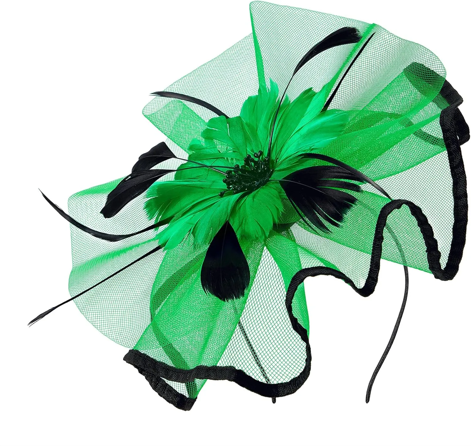 Zando 2025 Kentucky Feather Mesh Fascinators Derby Hats for Women Girls with Clip and Headband Tea Party Wedding Cocktail Hat